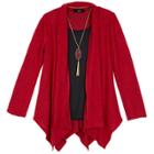 Girls 7-16 & Plus Size Iz Amy Byer Handkerchief Hem Cozy Top With Necklace, Size: Xl, Red