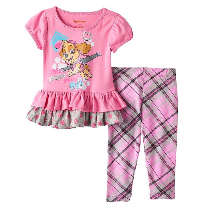 Toddler Girl Paw Patrol This Pups Gotta Fly Ruffle Top & Leggings Set, Size: 2t, Pink