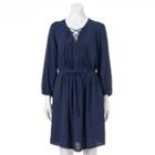 Women's Sonoma Goods For Life&trade; Lace-up Peasant Dress, Size: Large, Blue (navy)