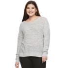 Juniors' Plus Size So&reg; Cross Back Crewneck Sweater, Teens, Size: 1xl, Grey