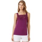 Plus Size Cuddl Duds Softech Lace-trim Squareneck Tank, Women's, Size: 2xl, Med Purple