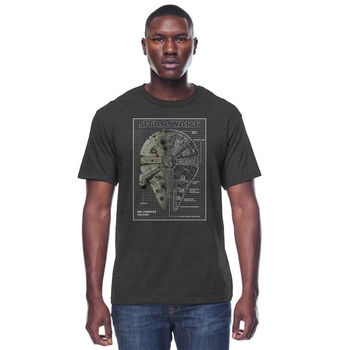 Men's Star Wars Millennium Falcon Tee, Size: Small, Grey (charcoal)