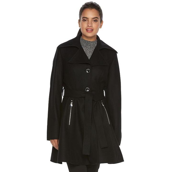Women's Apt. 9&reg; Peplum Wool Blend Jacket, Size: Large, Black
