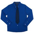 Boys 4-7 French Toast Plaid Poplin Button-down Shirt With Tie, Boy's, Size: 5, Blue (navy)