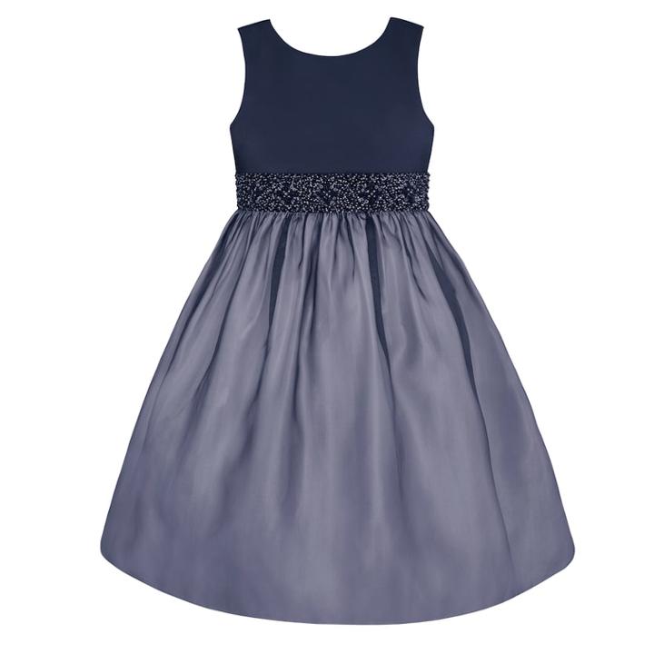 Girls 7-16 & Plus Size American Princess Beaded Waist Organza Dress, Size: 16 1/2, Blue (navy)