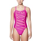 Women's Nike Performance Logo Racerback One-piece Swimsuit, Size: 38, Purple