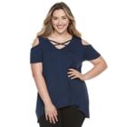 Plus Size French Laundry Crisscross Cold-shoulder Top, Women's, Size: 3xl, Med Blue