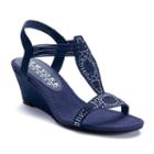 New York Transit Got It Women's Wedge Sandals, Size: 10 Wide, Dark Blue