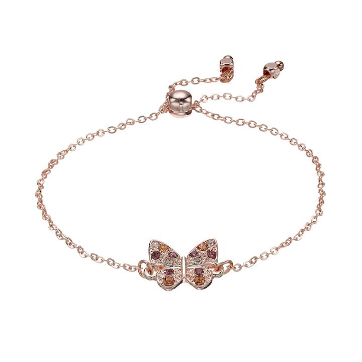 Lc Lauren Conrad Simulated Crystal Butterfly Pull Tie Bracelet, Women's, Pink