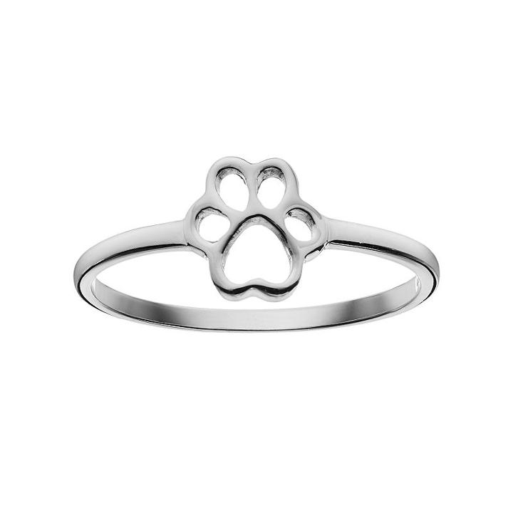 Sterling Silver Paw Print Ring, Women's, Grey
