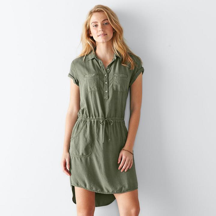 Women's Sonoma Goods For Life&trade; High-low Shirtdress, Size: Small, Med Green