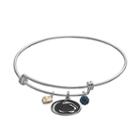 Fiora Sterling Silver Penn State Nittany Lions Charm Bangle Bracelet, Women's, Blue
