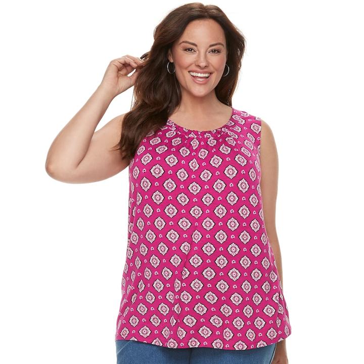 Plus Size Croft & Barrow® Pleated Swing Tank, Women's, Size: 3xl, Med Pink