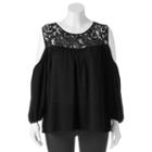 Juniors' Plus Size Heartsoul Lace Cold Shoulder Top, Girl's, Size: 3xl, Black