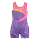 Girls 4-14 Jacques Moret Colorblock Biketard, Size: Small, Purple