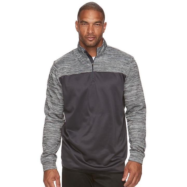 Big & Tall Tek Gear&reg; Warmtek Athletic-fit Performance Fleece Quarter-zip Hoodie, Men's, Size: 3xl Tall, Black