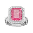 Sterling Silver Cubic Zirconia Rectangle Halo Ring, Women's, Size: 9, Pink