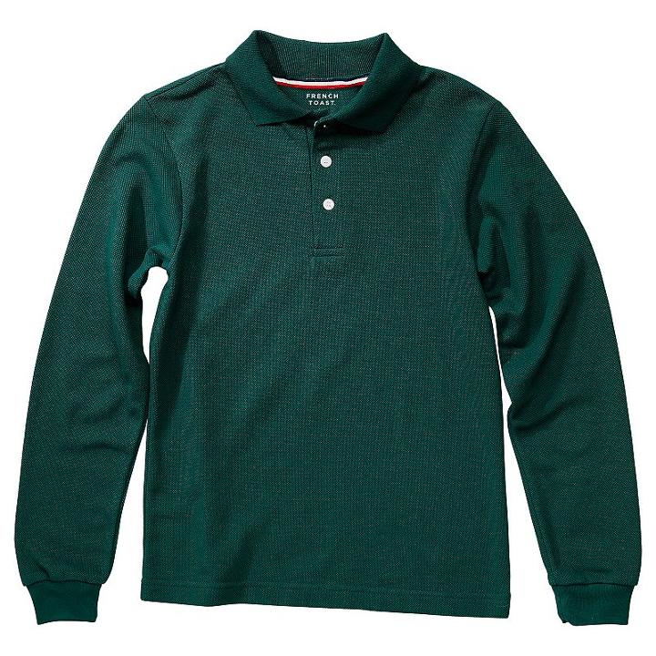 Boys 4-20 French Toast School Uniform Long-sleeve Pique Polo, Boy's, Size: 10-12, Green