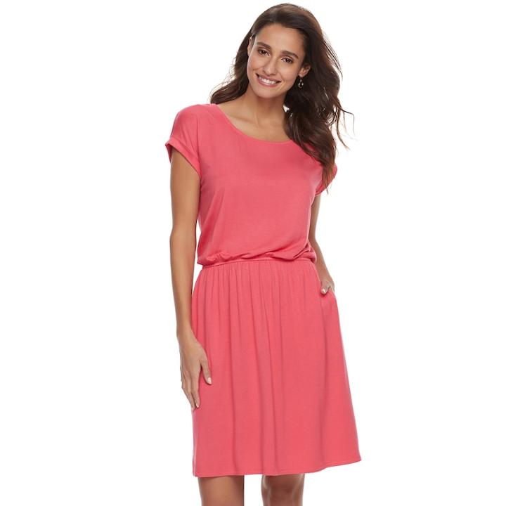 Women's Apt. 9&reg; Cinched T-shirt Dress, Size: Small, Med Pink