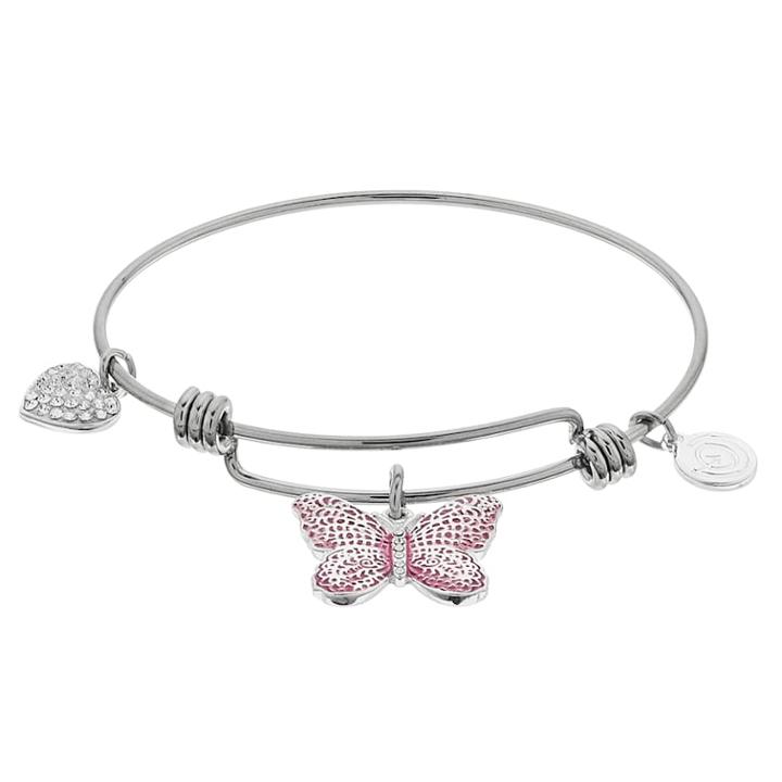 Love This Life Be Brave Butterfly Bangle Bracelet, Women's, White