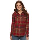 Women's Chaps Plaid Twill Button-down Shirt, Size: Xs, Pink Ovrfl