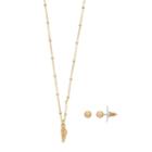 Lc Lauren Conrad Spiral Seashell Pendant Necklace & Stud Earring Set, Women's, Gold