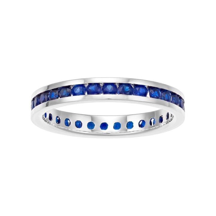 Traditions Sterling Silver Channel-set Lab-created Sapphire Birthstone Ring, Women's, Size: 6, Blue
