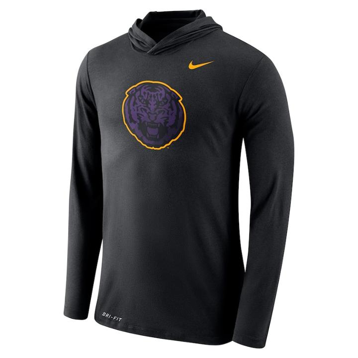 Men's Nike Lsu Tigers Dri-fit Hooded Tee, Size: Medium, Black
