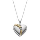 Sentimental Expressions Two Tone Sterling Silver Cubic Zirconia Heart Necklace, Women's, Size: 18, Grey