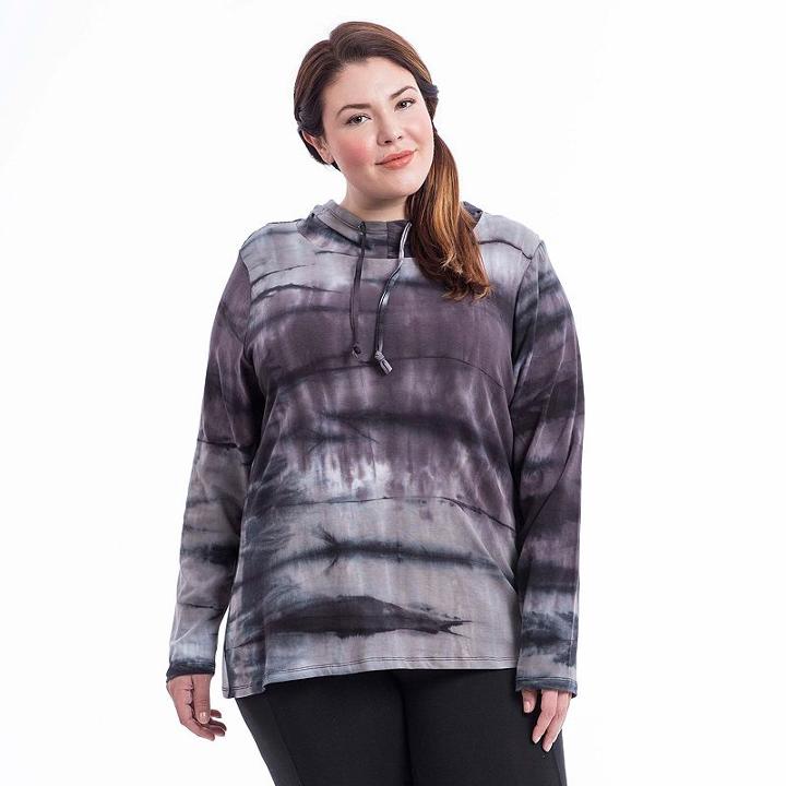Plus Size Balance Collection Tie-dye Cowlneck Hoodie, Women's, Size: 3xl, Grey