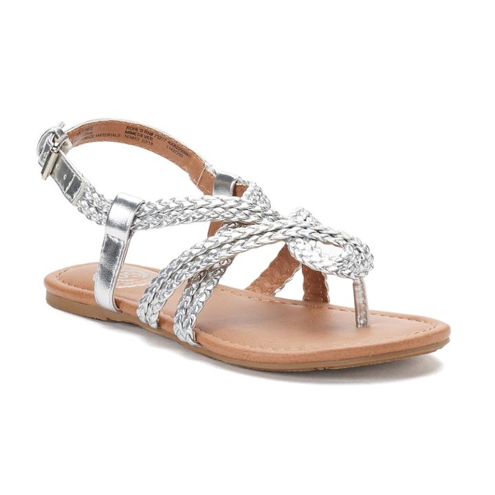 So&reg; Mime Girls' Sandals, Size: 12, Light Grey