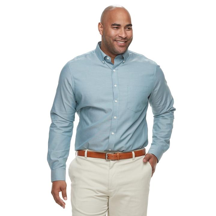Big & Tall Croft & Barrow&reg; Regular-fit Easy-care Dobby Button-down Shirt, Men's, Size: 2xb, Med Blue