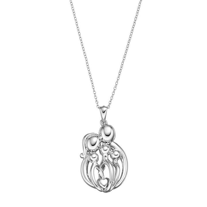Sentimental Expressions Sterling Silver Family Of 5 Necklace, Women's, Size: 18, Grey