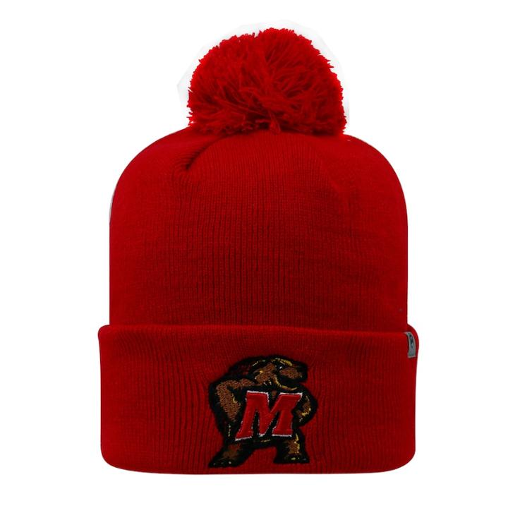 Youth Top Of The World Maryland Terrapins Pom Beanie, Adult Unisex, Med Red