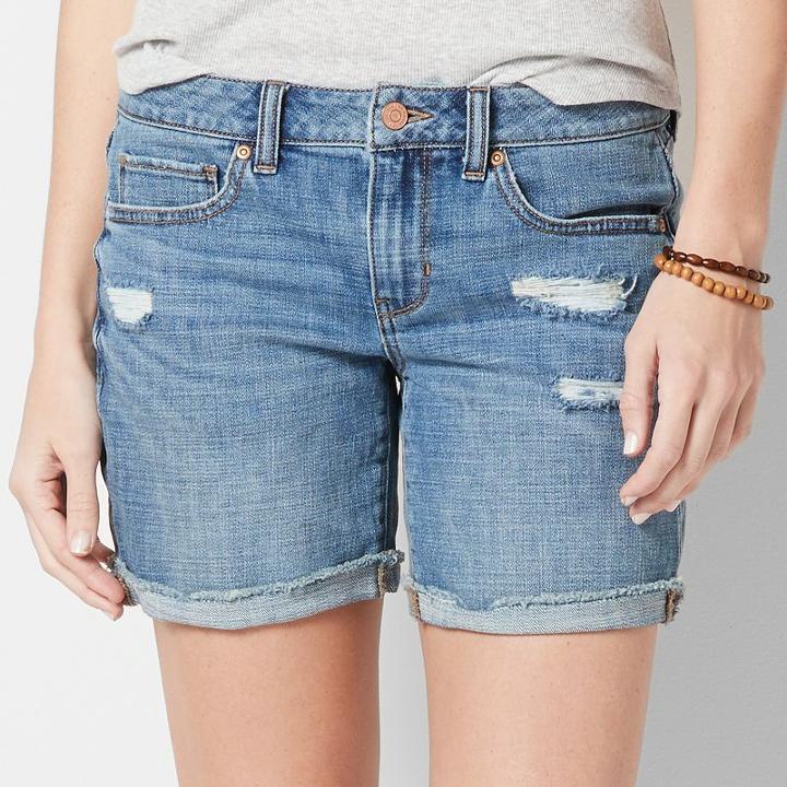 Women's Sonoma Goods For Life&trade; Ripped Cuff Jean Shorts, Size: 6, Med Blue