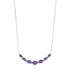 Sterling Silver Cubic Zirconia & Purple Amethyst Oval Necklace, Women's