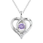Diamonluxe Amethyst & 1/5 Carat T.w. Simulated Diamond Sterling Silver Floating Stone Heart Pendant Necklace, Women's, Purple