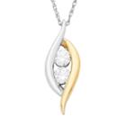 Two Tone 10k Gold 1/2 Carat T.w. Diamond 2-stone Pendant Necklace, Women's, Size: 18, White