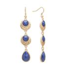 Gs By Gemma Simone Gold Tone Hammered Linear Drop Earrings, Women's, Blue
