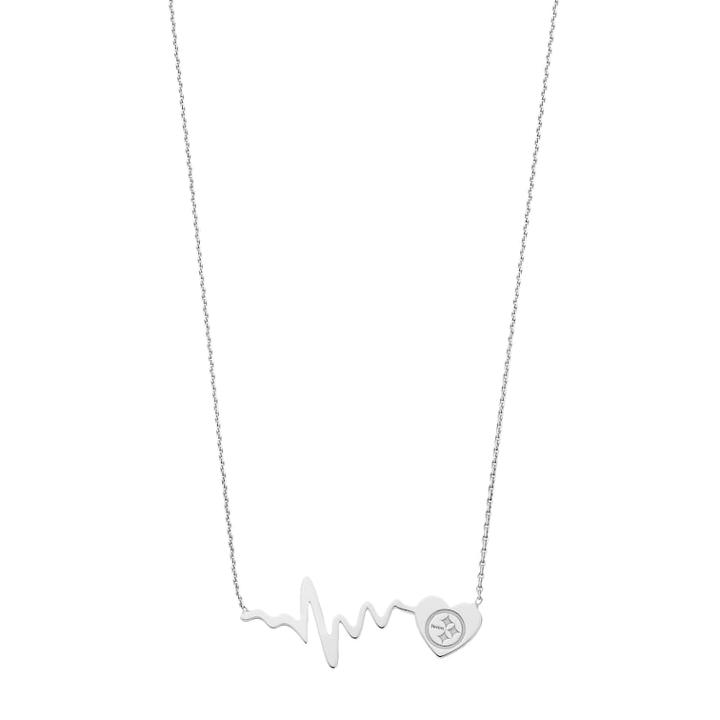 Sterling Silver Pittsburgh Steelers Heartbeat Necklace, Women's, Size: 18, Grey