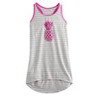 Girls 7-16 So&reg; Pineapple Striped Cover-up Tank Top, Size: 12, Grey