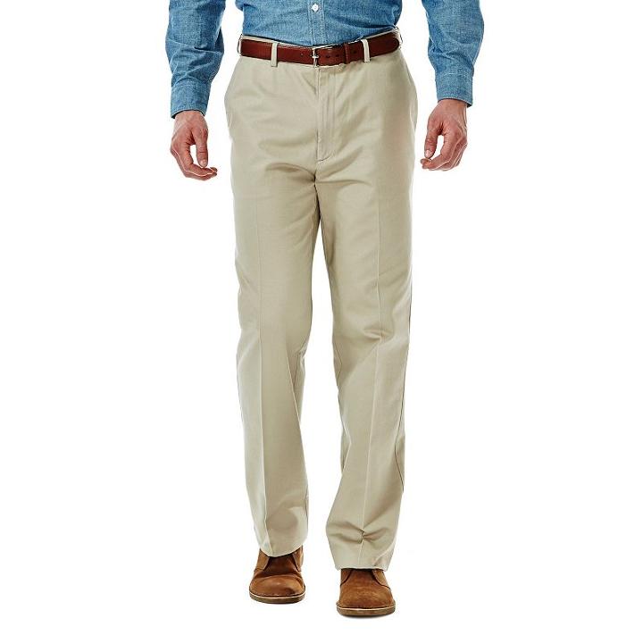 Men's Haggar&reg; Work To Weekend&reg; Classic-fit Flat-front No-iron Expandable Waist Pants, Size: 40x29, Dark Beige