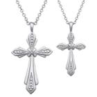 Crystal Mother & Daughter Sentimental Cross Pendant Set, Women's, Size: 16, Grey