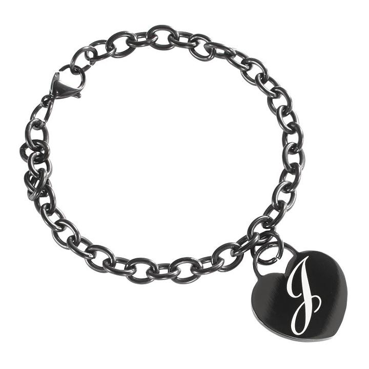 Sweet Sentiments Stainless Steel Ion-plated Initial Heart Charm Bracelet, Women's, Size: 7.5