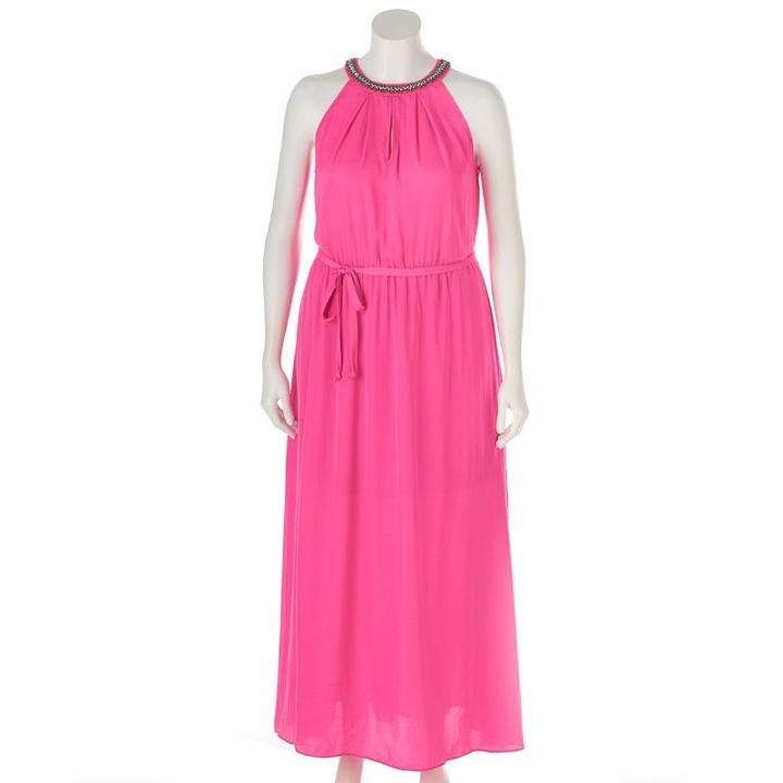 Plus Size Jennifer Lopez Embellished Maxi Dress, Women's, Size: 3xl, Brt Pink