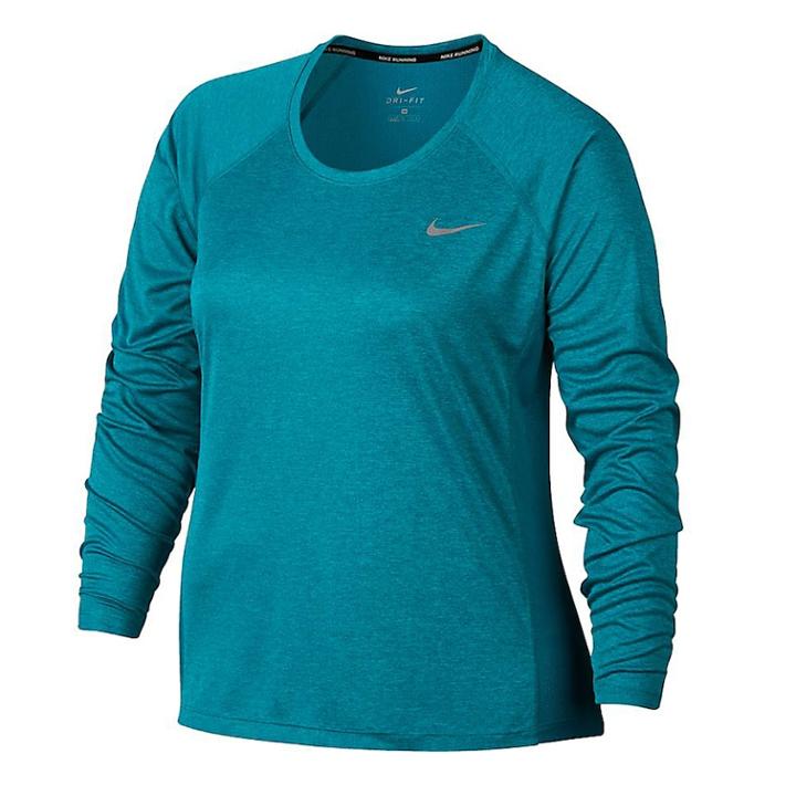 Plus Size Nike Miler Dri-fit Long Sleeve Top, Women's, Size: 2xl, Med Green
