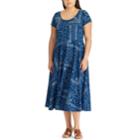 Plus Size Chaps Printed Midi Dress, Women's, Size: 2xl, Blue