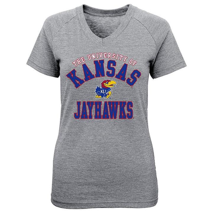 Girls 4-6x Kansas Jayhawks University Stack Tee, Girl's, Size: M(5/6), Med Grey