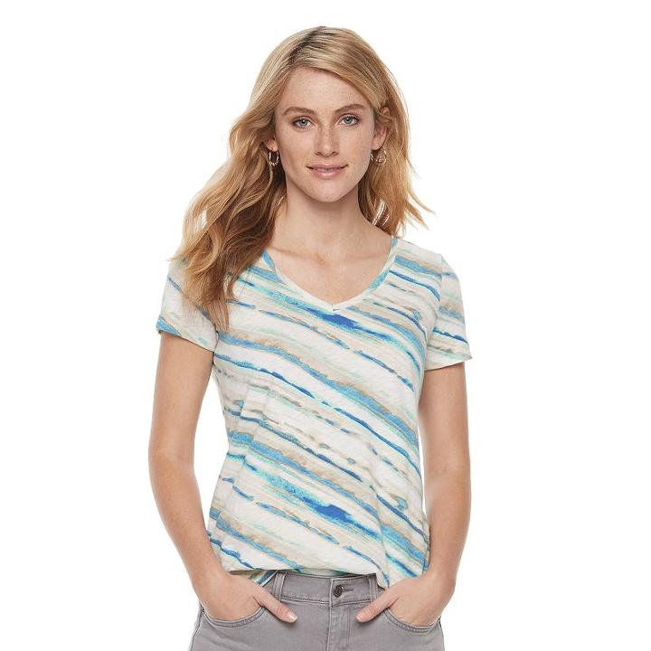 Sonoma Goods For Life, Women's &trade; Slubbed V-neck Tee, Size: Xl, Dark Blue