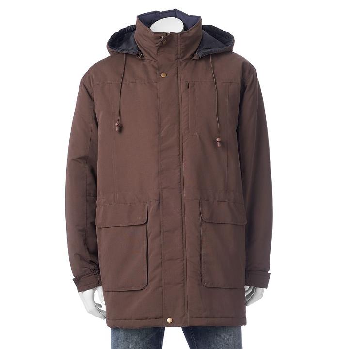 Men's North 40 Microfiber Peached Longer-length Parka, Size: Large, Beig/green (beig/khaki)